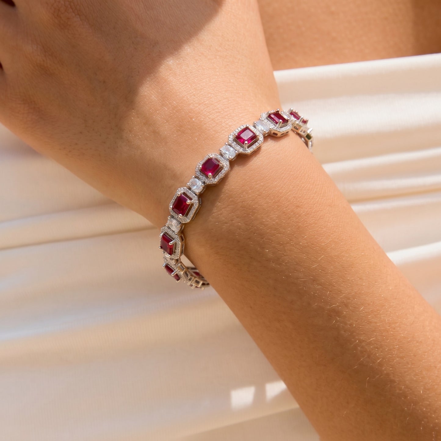 Ruby Radiance Bangle Set for Women | Elegant Red Stone Festive & Wedding Jewelry