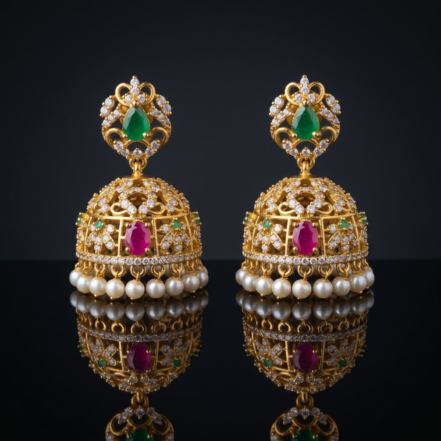 Antique Divine Jhumka Earrings with Pearl Drops for Women | Traditional Temple Jewelry