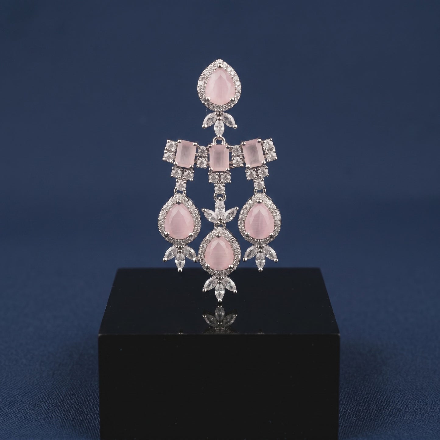 Elegant Pink Stone Silver Earrings – Stylish Minimal Everyday Jewelry