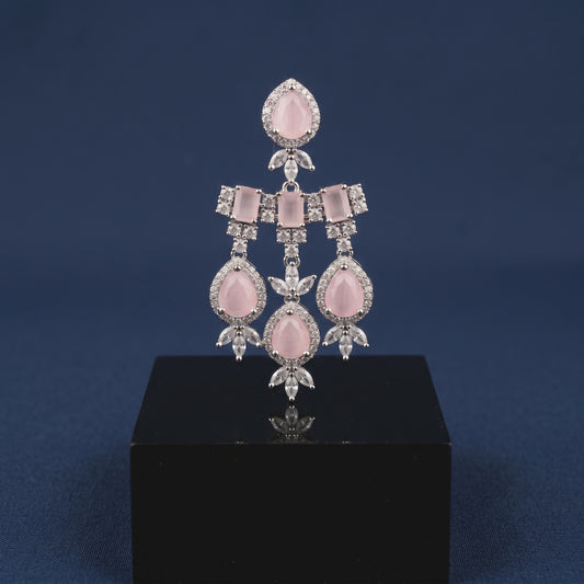 Elegant Pink Stone Silver Earrings – Stylish Minimal Everyday Jewelry