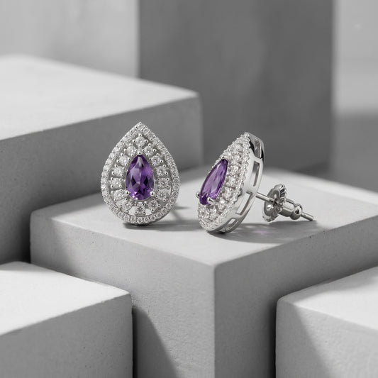 Soft Purple Silver Stud Earrings for Women | Minimal Daily Wear Jewelry