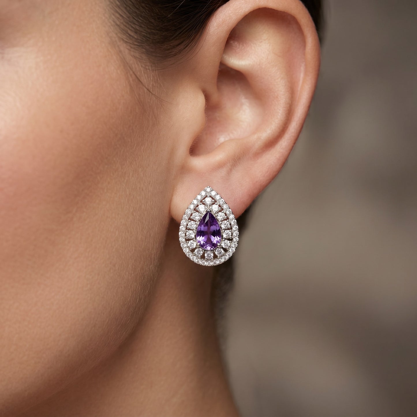 Soft Purple Silver Stud Earrings for Women | Minimal Daily Wear Jewelry