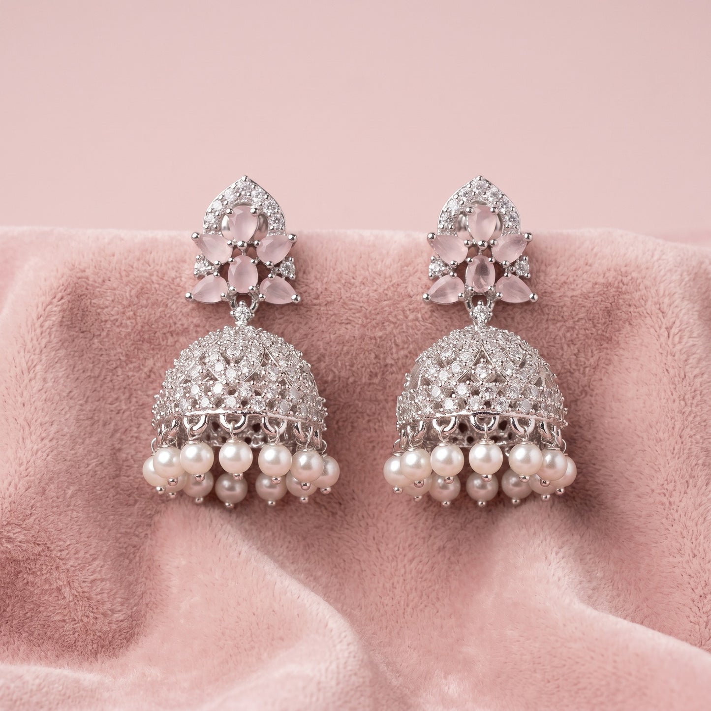 White Stone with Pearl Silver Earrings for Women | Elegant Drop Party & Daily Wear Jewelry