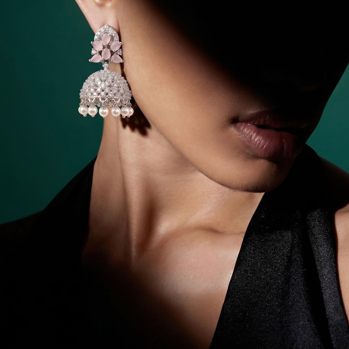 White Stone with Pearl Silver Earrings for Women | Elegant Drop Party & Daily Wear Jewelry