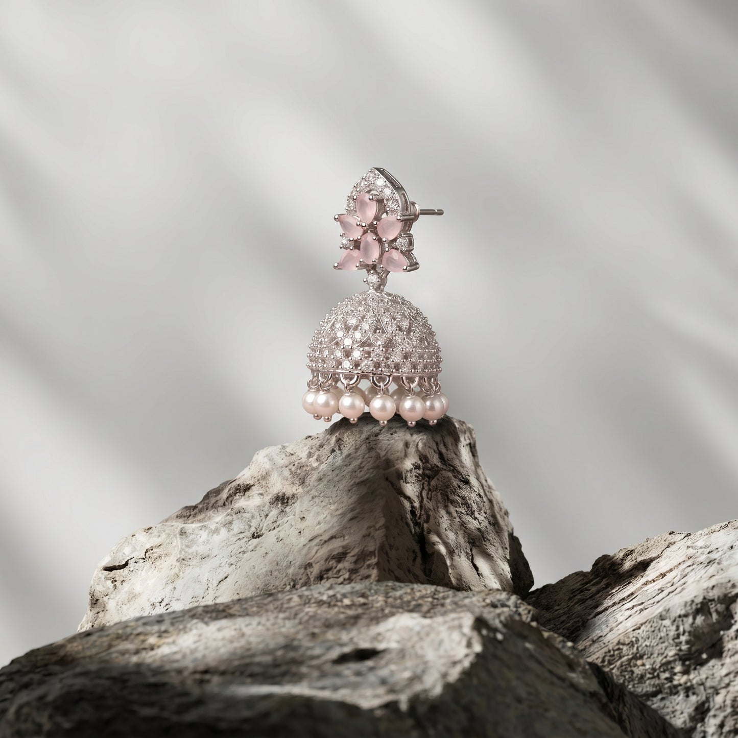 White Stone with Pearl Silver Earrings for Women | Elegant Drop Party & Daily Wear Jewelry