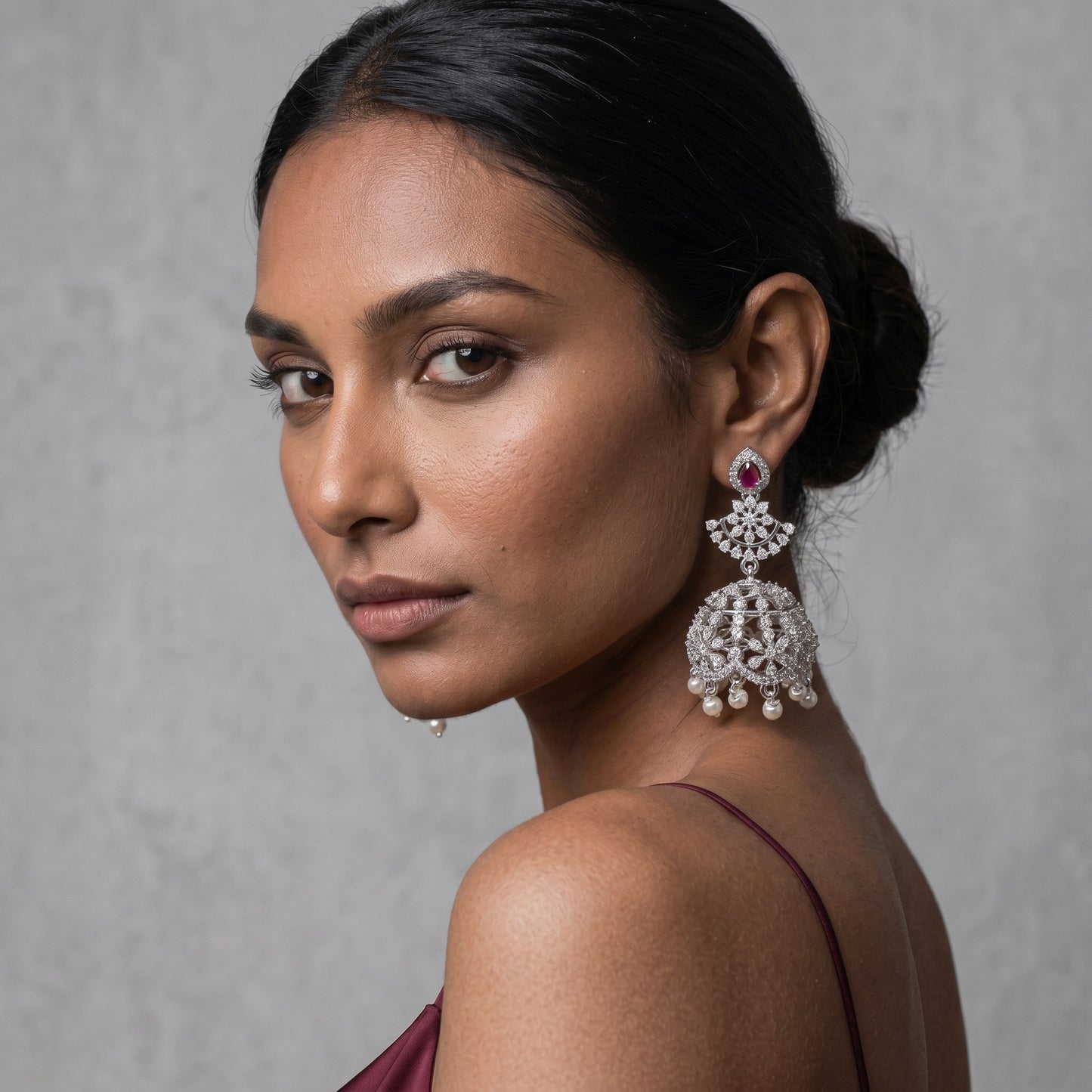 Pearl Drop Jhumka Earrings – Elegant Ethnic Wedding & Festive Jewelry
