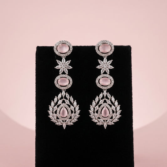 Soft Pink Silver Earrings for Women | Elegant Minimal Daily Wear Jewelry