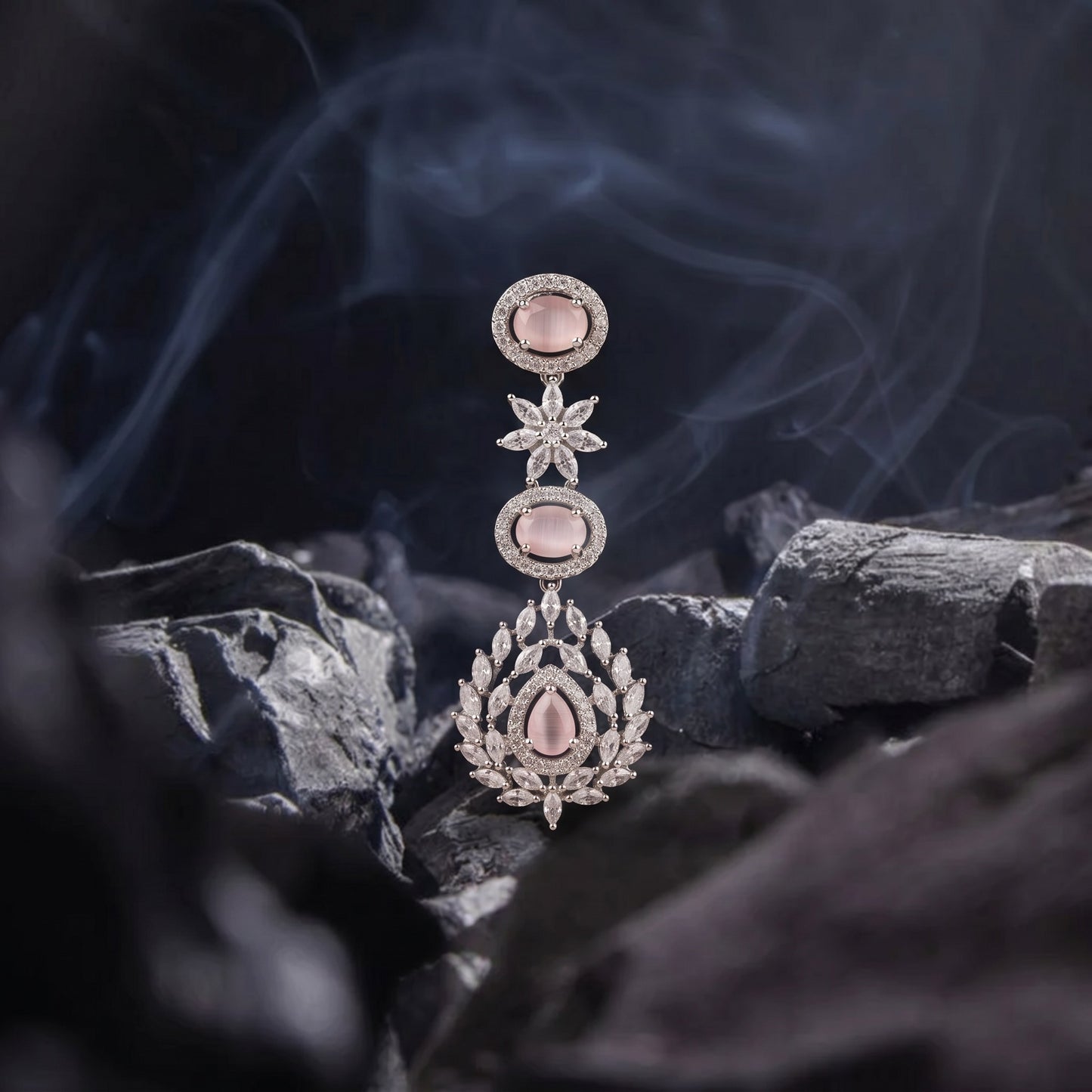Soft Pink Silver Earrings for Women | Elegant Minimal Daily Wear Jewelry