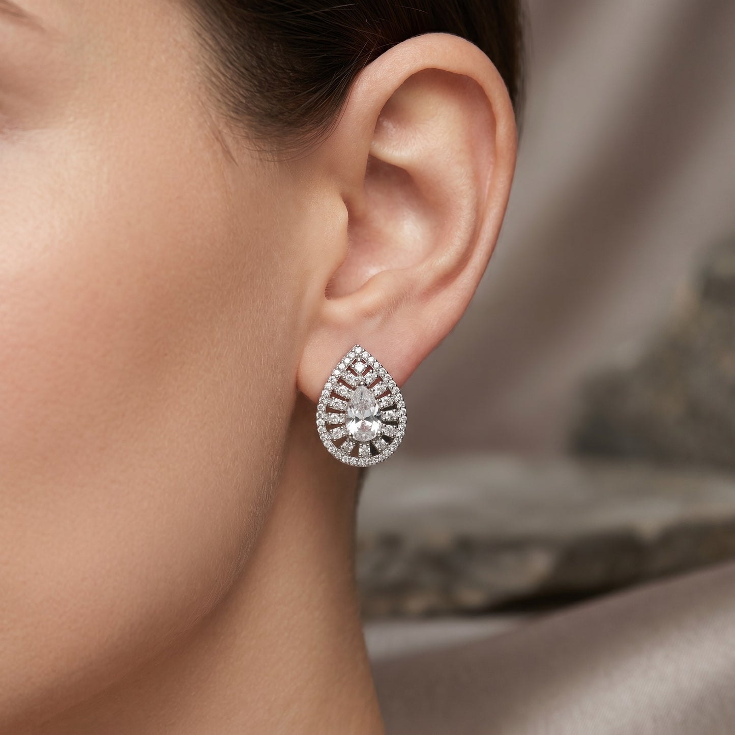 Minimal White Stone Stud Earrings for Women | Casual, Office & Festive Wear