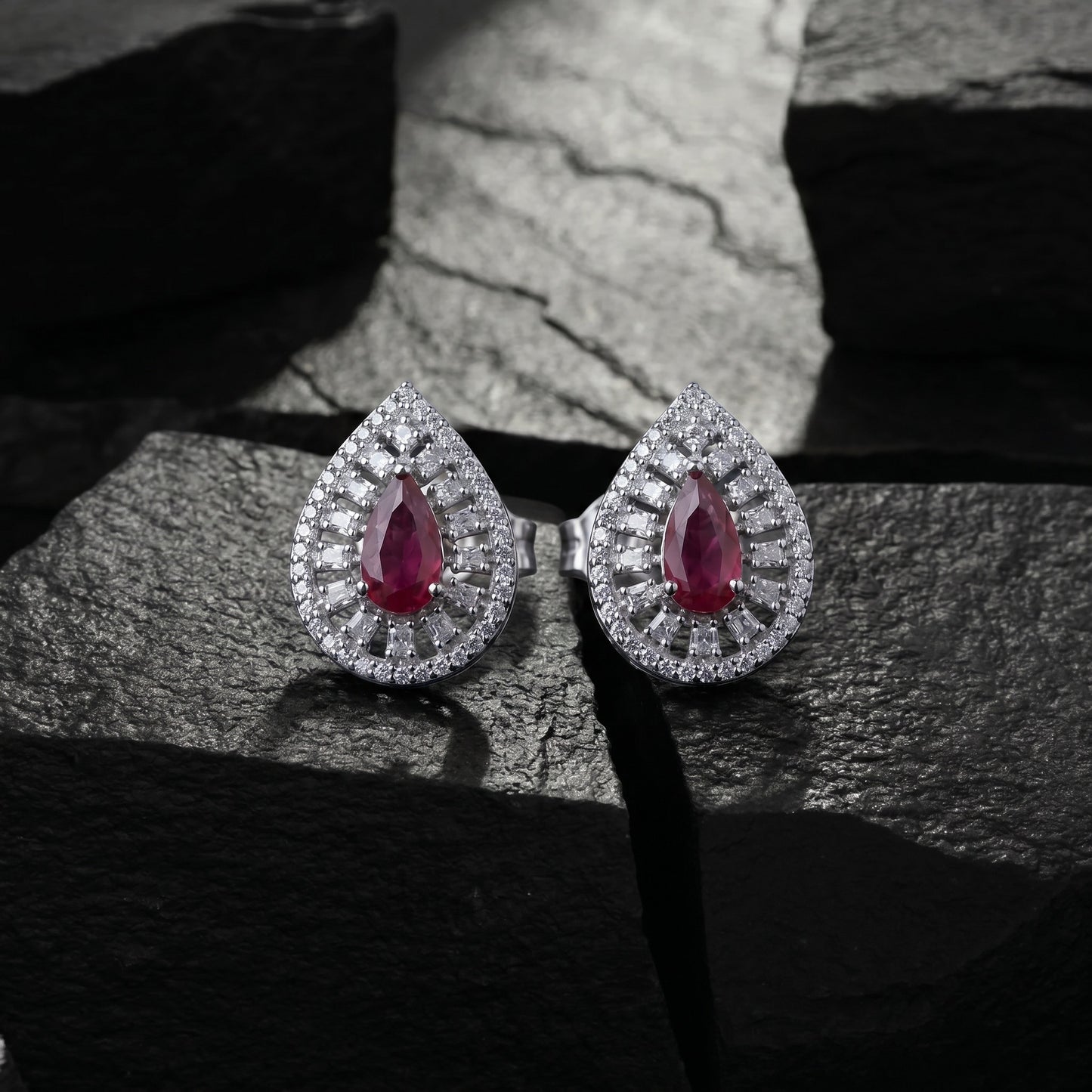 Red Silver Stud Earrings for Women | Minimal Daily Wear Jewelry